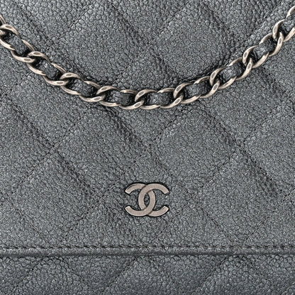 Chanel Iridescent Caviar Quilted Wallet on Chain WOC Blue 9 of 12