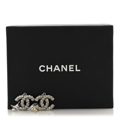 Chanel Baguette Crystal CC Drop Earrings Silver 4 of 4