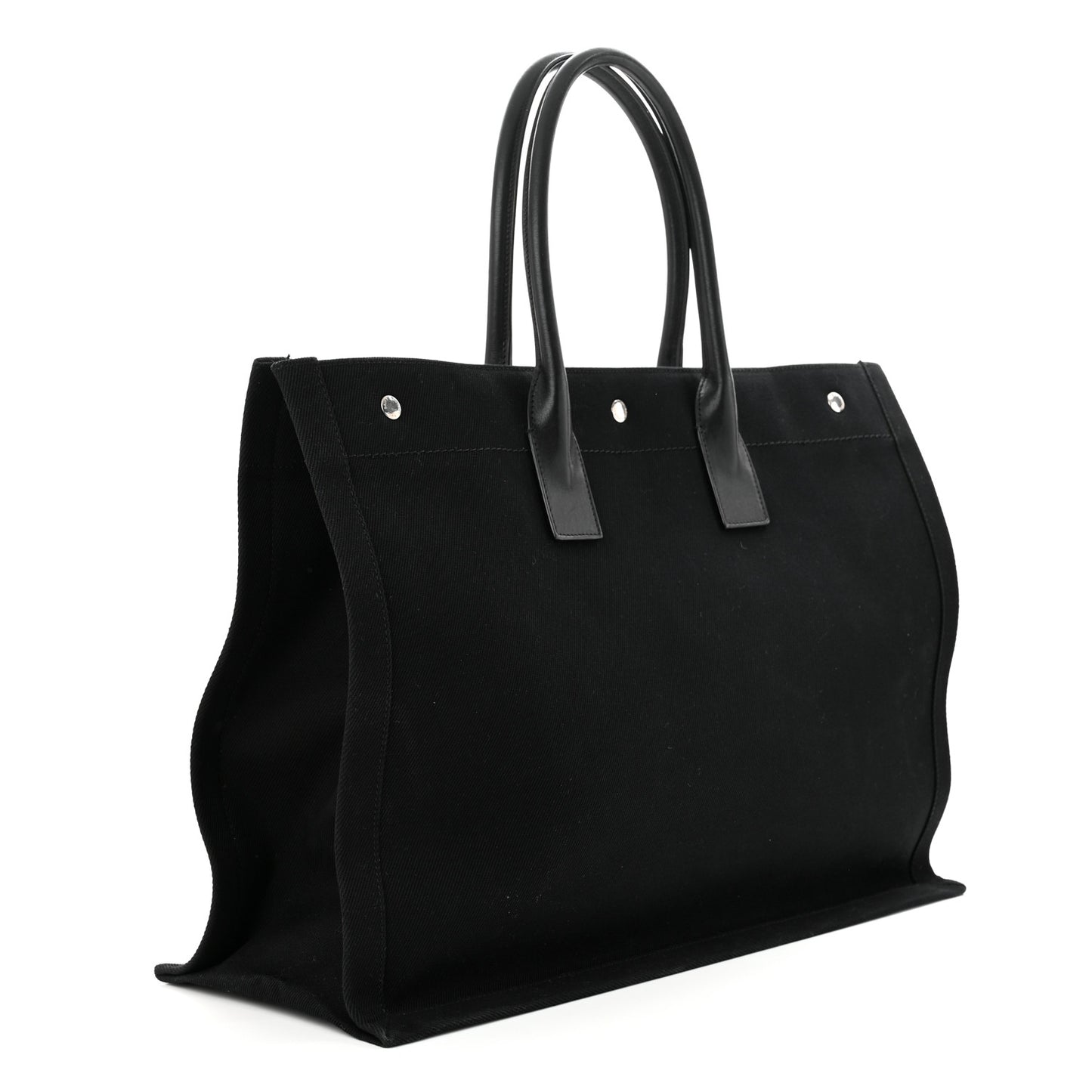 Linen Calfskin Rive Gauche Tote Black