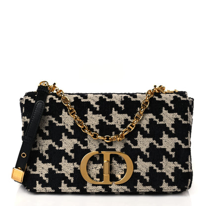 Christian Dior Technical Canvas Macro Houndstooth Medium Caro Bag Black White 1 of 10