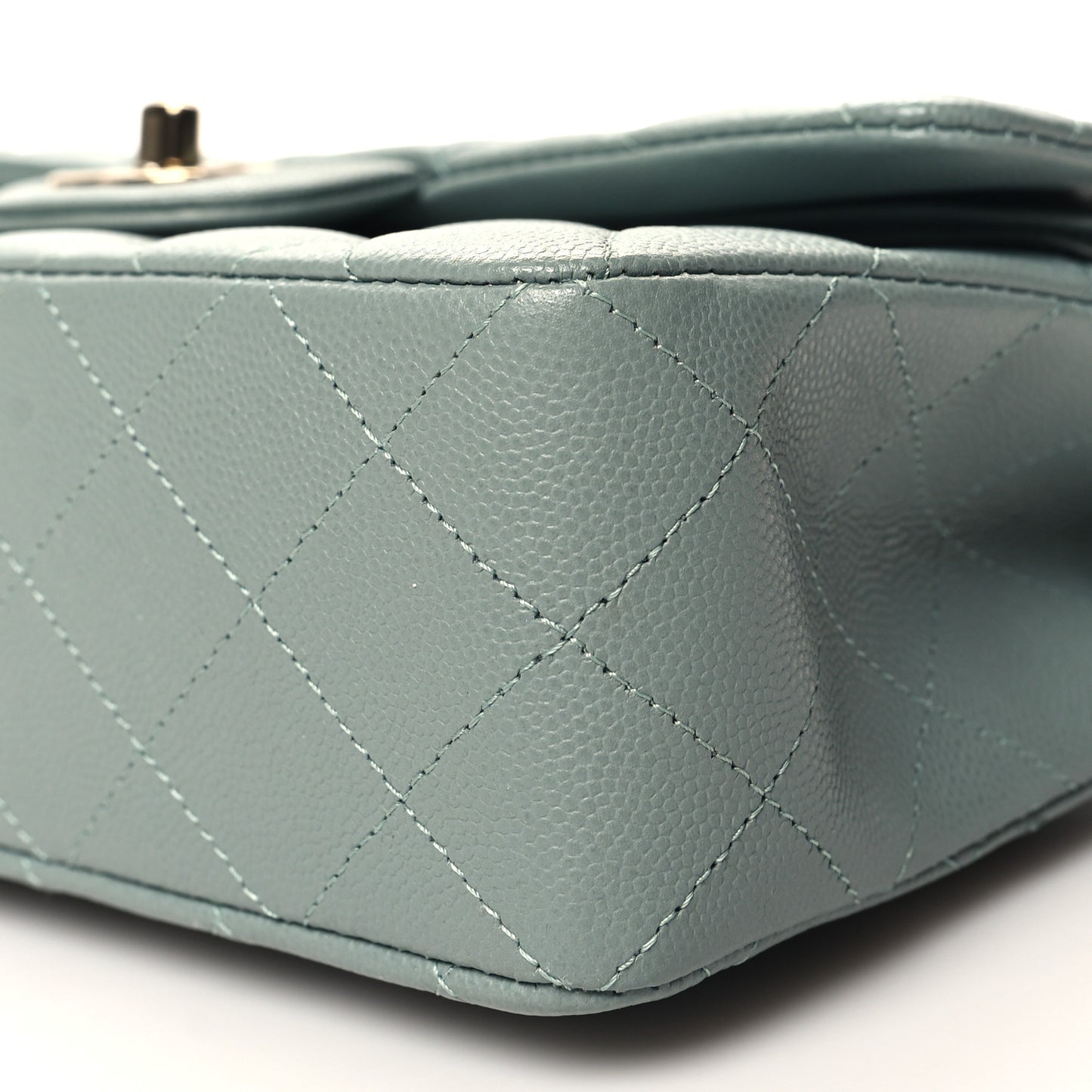 Caviar Quilted Small Double Flap Light Blue