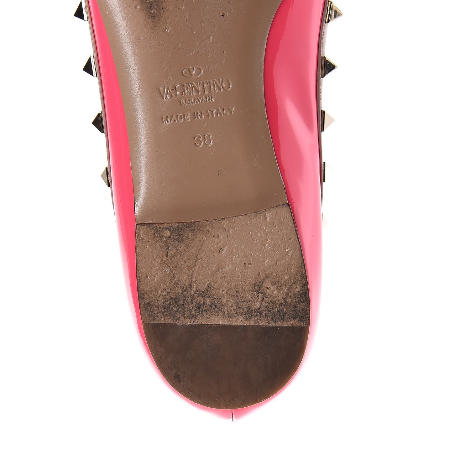 Valentino Garavani Patent Nappa Rockstud Ballerina Flats 38 Fuxia Fluo Poudre 13 of 20