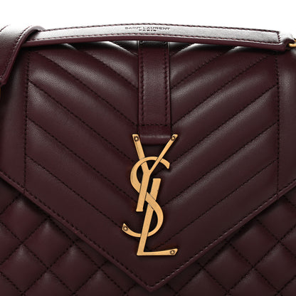 Saint Laurent Lambskin Mixed Matelasse Triquilt Medium Monogram Satchel Burgundy 8 of 11