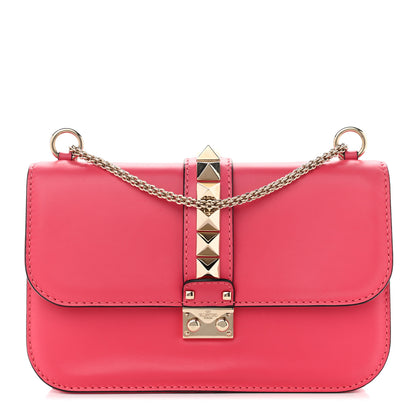Valentino Garavani Vitello Medium Glam Lock Rockstud Flap Deep Rose 1 of 14