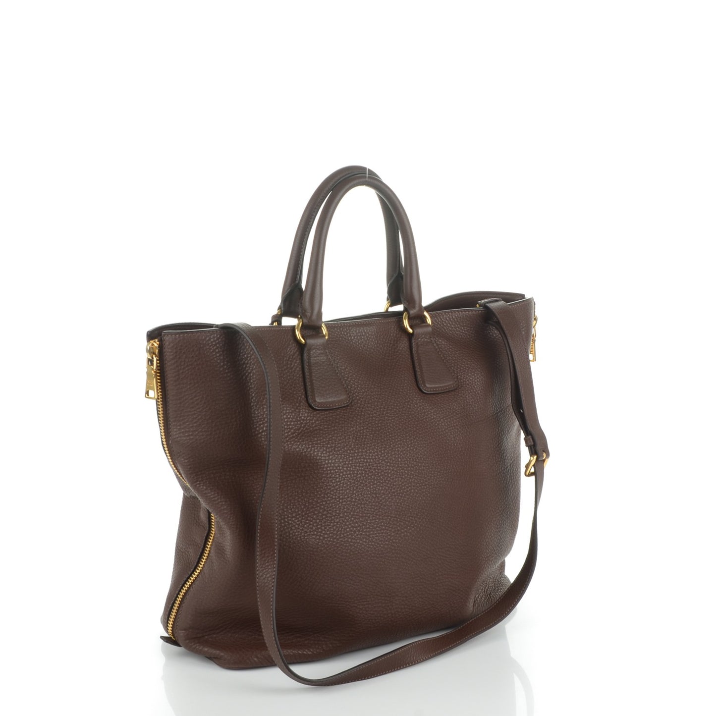 Vitello Daino Side Zip Tote Bruciato