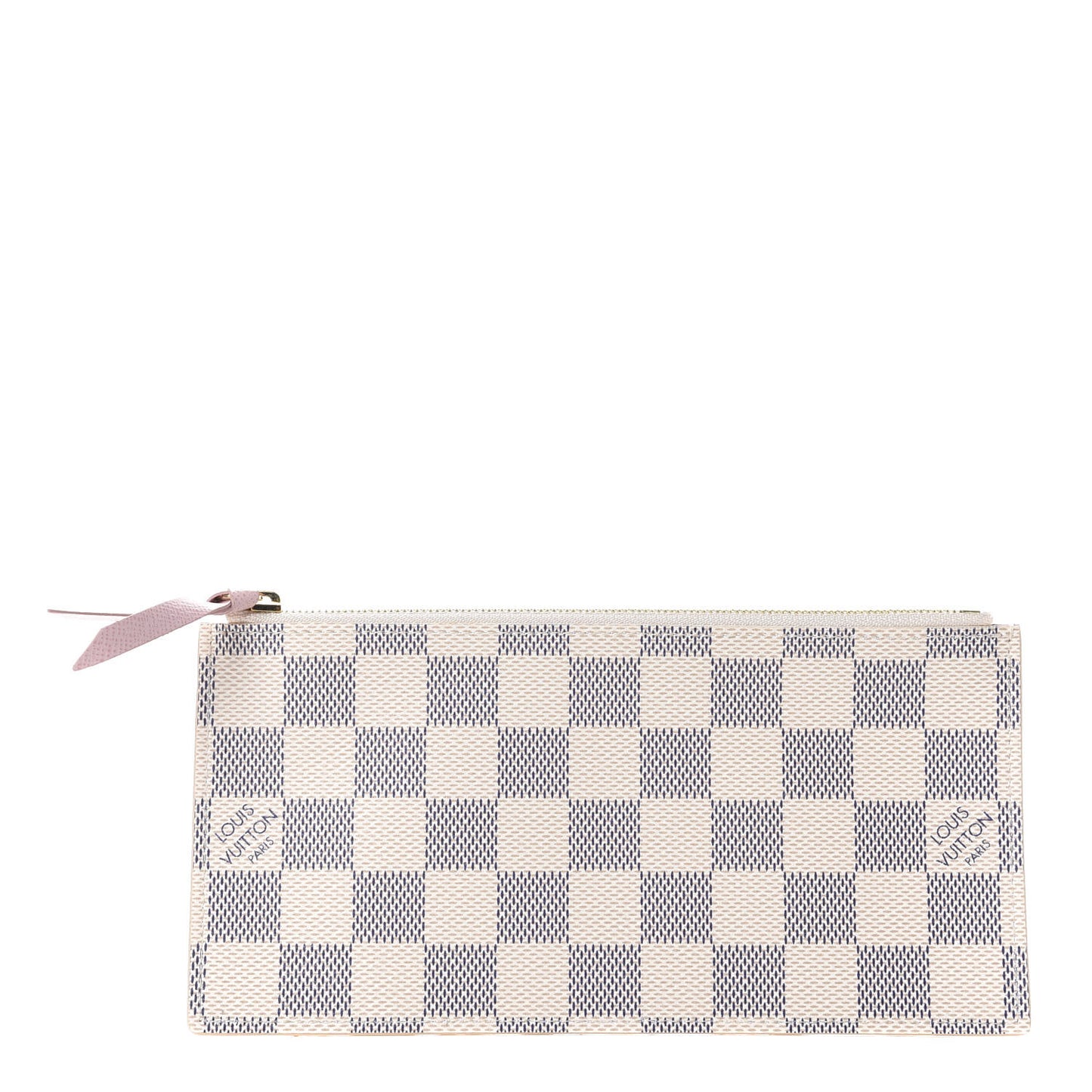 Damier Azur Felicie Chain Wallet Zippered Insert Rose Ballerine