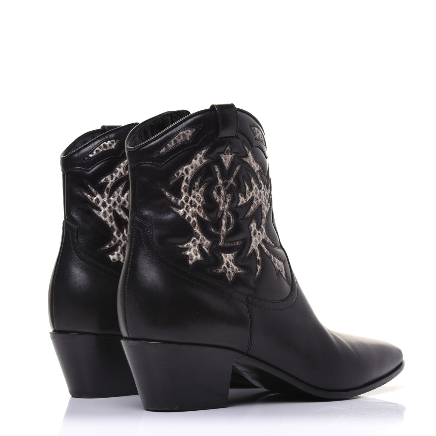Calfskin Rock 40 Cowboy Ankle Boots 37 Black
