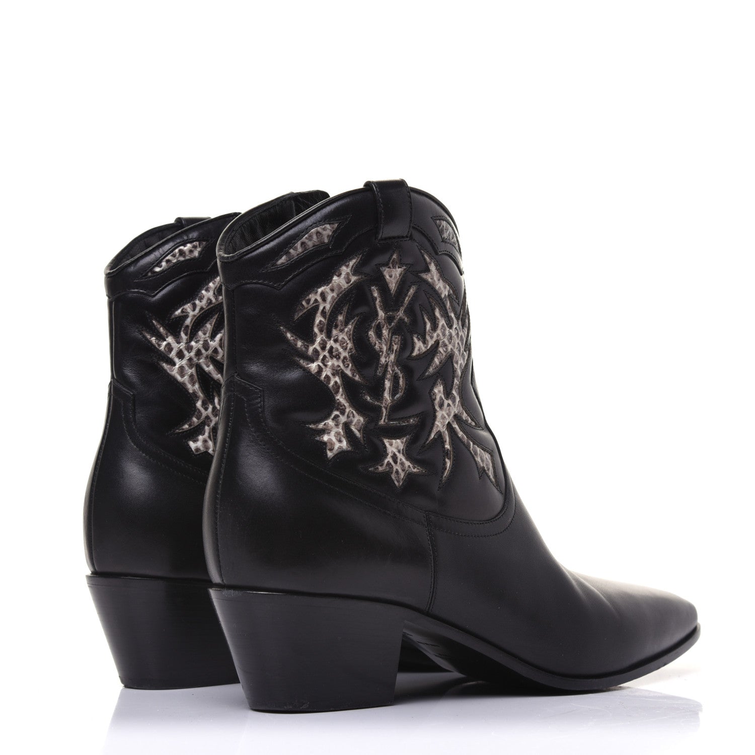 Saint Laurent Calfskin Rock 40 Cowboy Ankle Boots 37 Black 4 of 12
