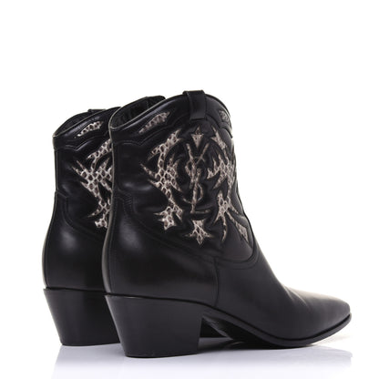 Saint Laurent Calfskin Rock 40 Cowboy Ankle Boots 37 Black 4 of 12