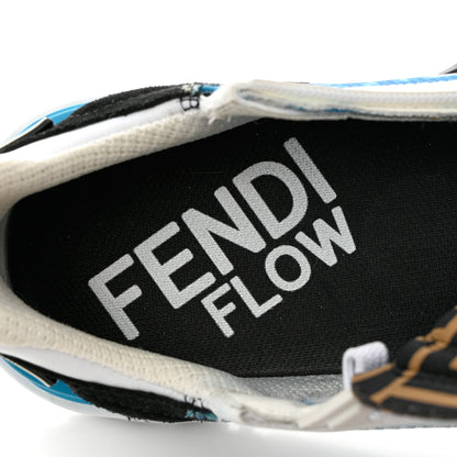 Fendi X SARAH COLEMAN Nylon Suede Lycra FF Vertigo Fendi Flow Low Top Sneakers 38.5 Transparent Cyber Blue 7 of 9