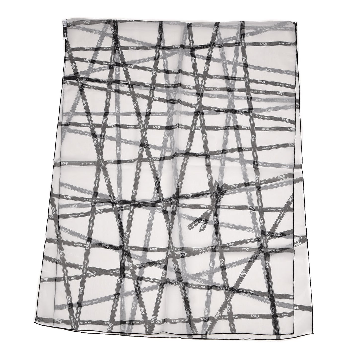 Mousseline Silk Bolduc Stole Scarf White Black