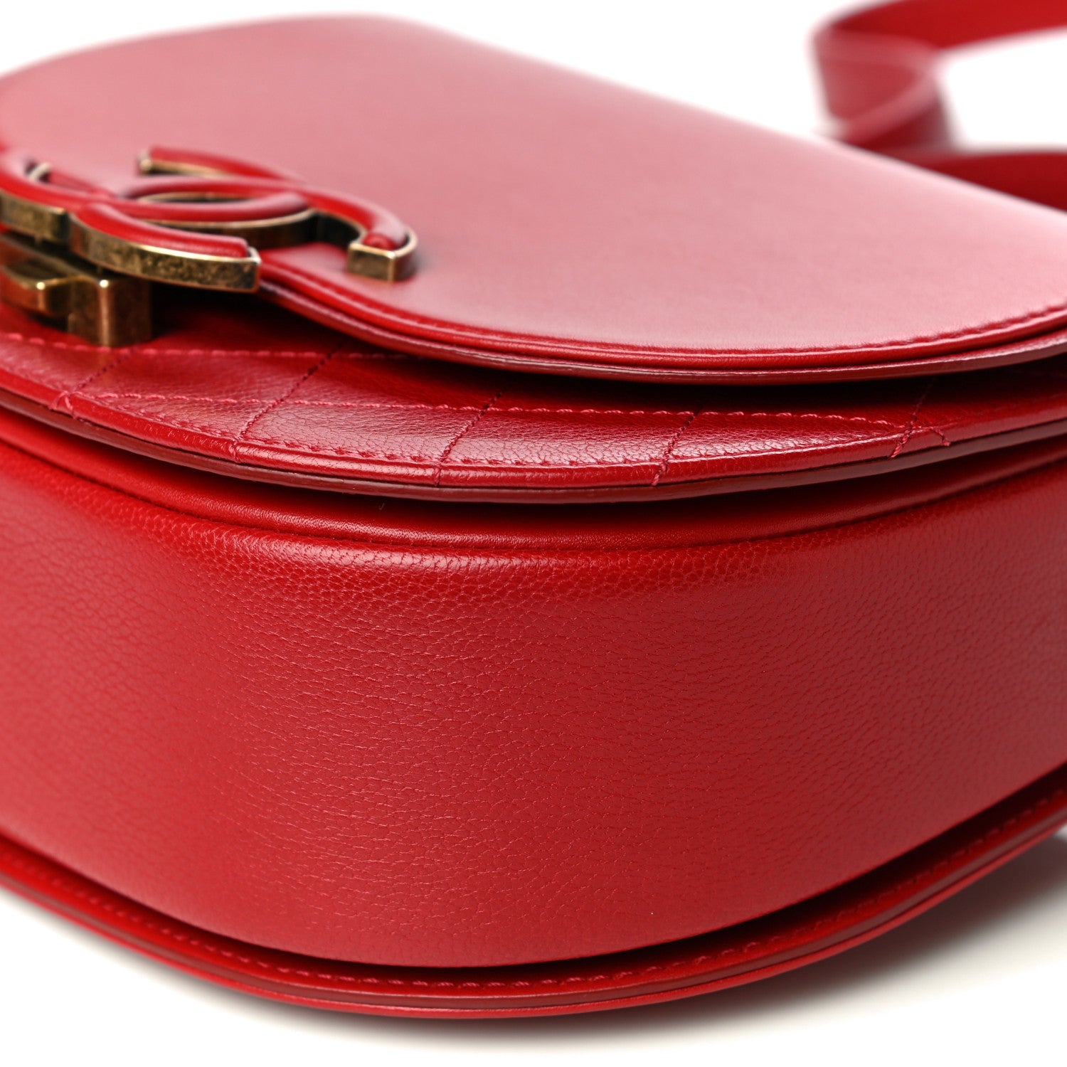 Chanel Shiny Calfskin Goatskin Quilted Small Coco Curve Messenger Flap Red 11 of 11