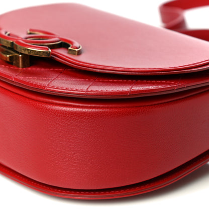 Chanel Shiny Calfskin Goatskin Quilted Small Coco Curve Messenger Flap Red 11 of 11