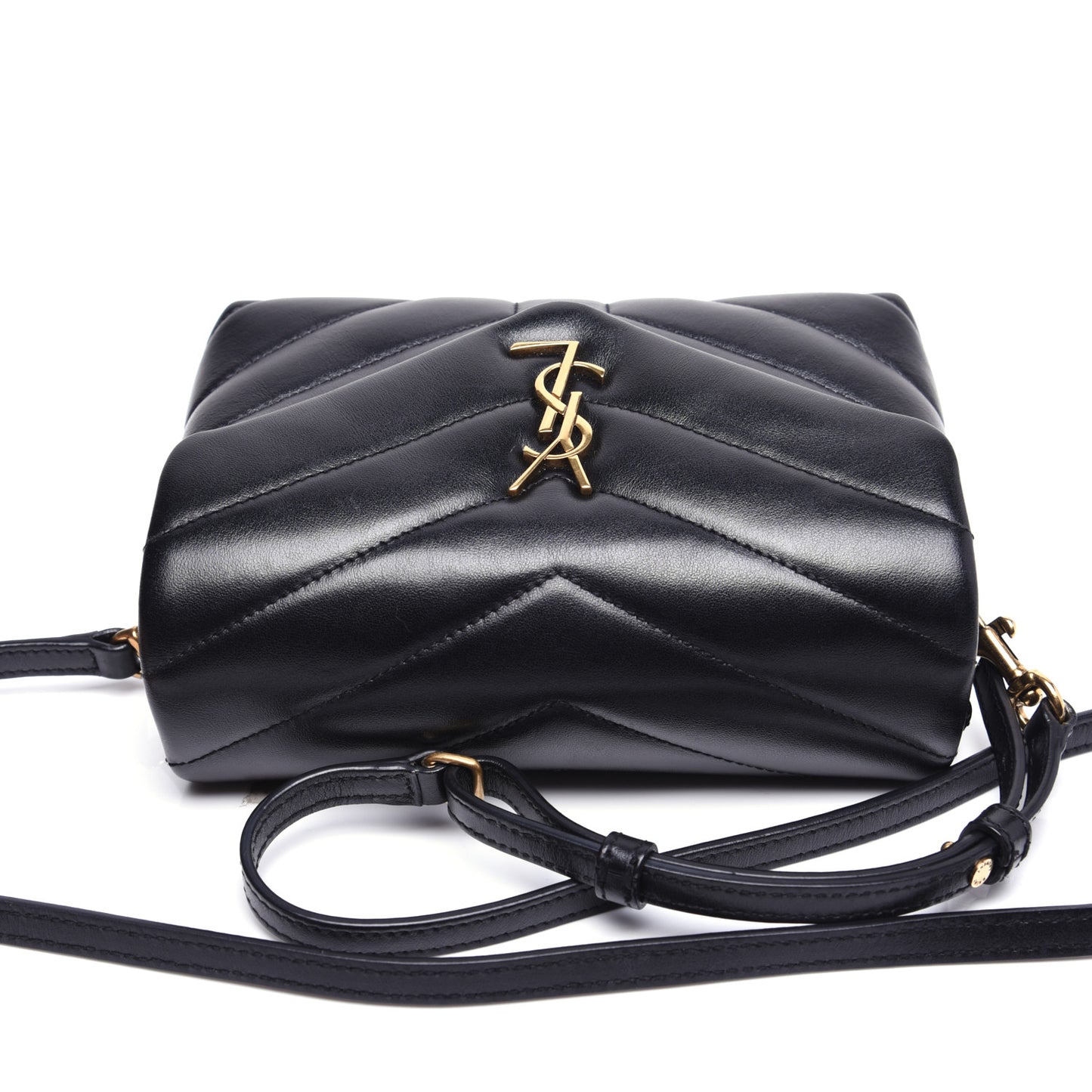 Calfskin Y Quilted Monogram Toy Loulou Crossbody Bag Black