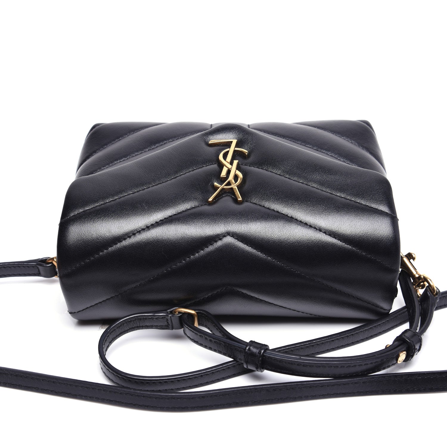 Saint Laurent Calfskin Y Quilted Monogram Toy Loulou Crossbody Bag Black 12 of 12