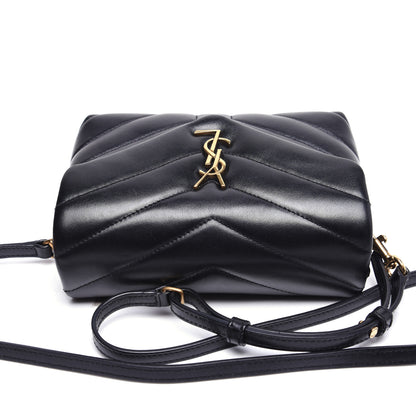 Saint Laurent Calfskin Y Quilted Monogram Toy Loulou Crossbody Bag Black 12 of 12