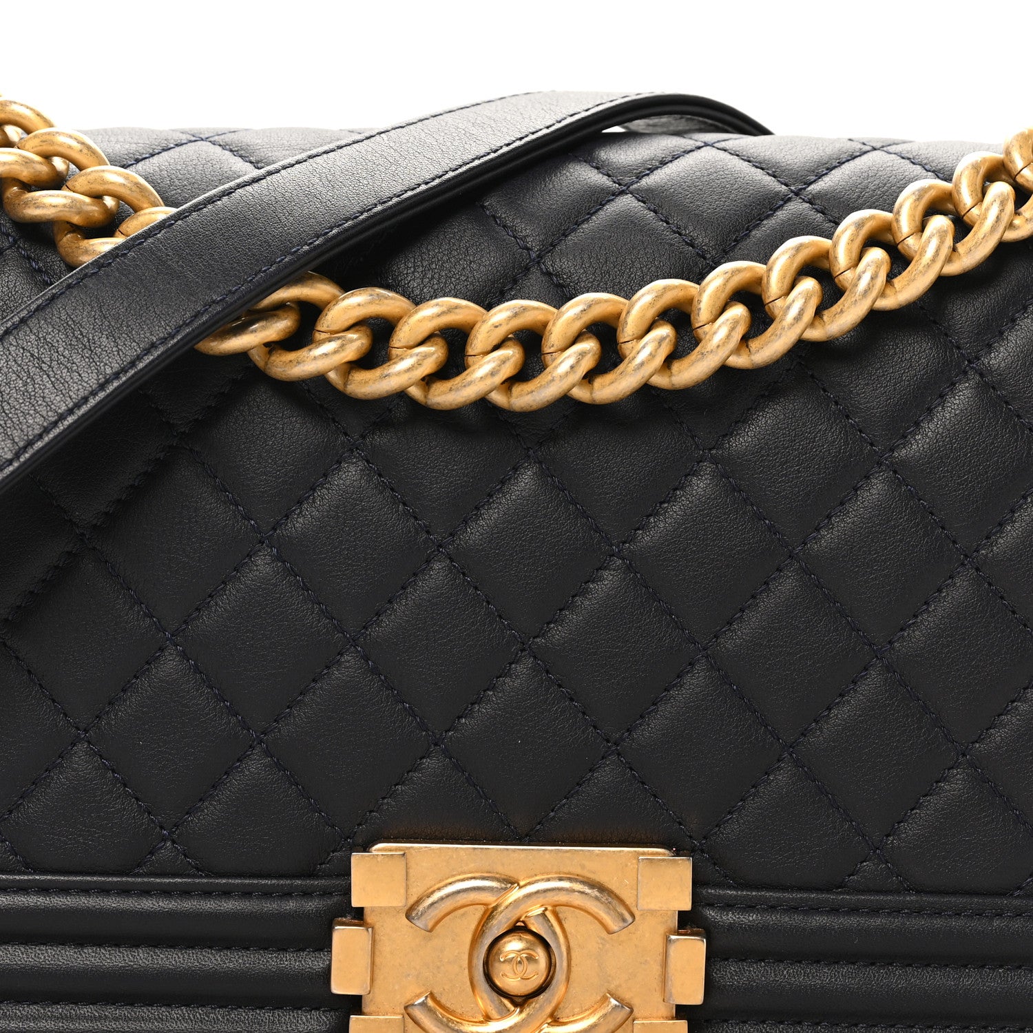Chanel Lambskin Quilted Medium Boy Flap Dark Navy 8 of 10