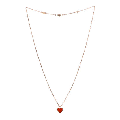 Van Cleef & Arpels 18K Rose Gold Carnelian Sweet Alhambra Heart Pendant Necklace 3 of 5