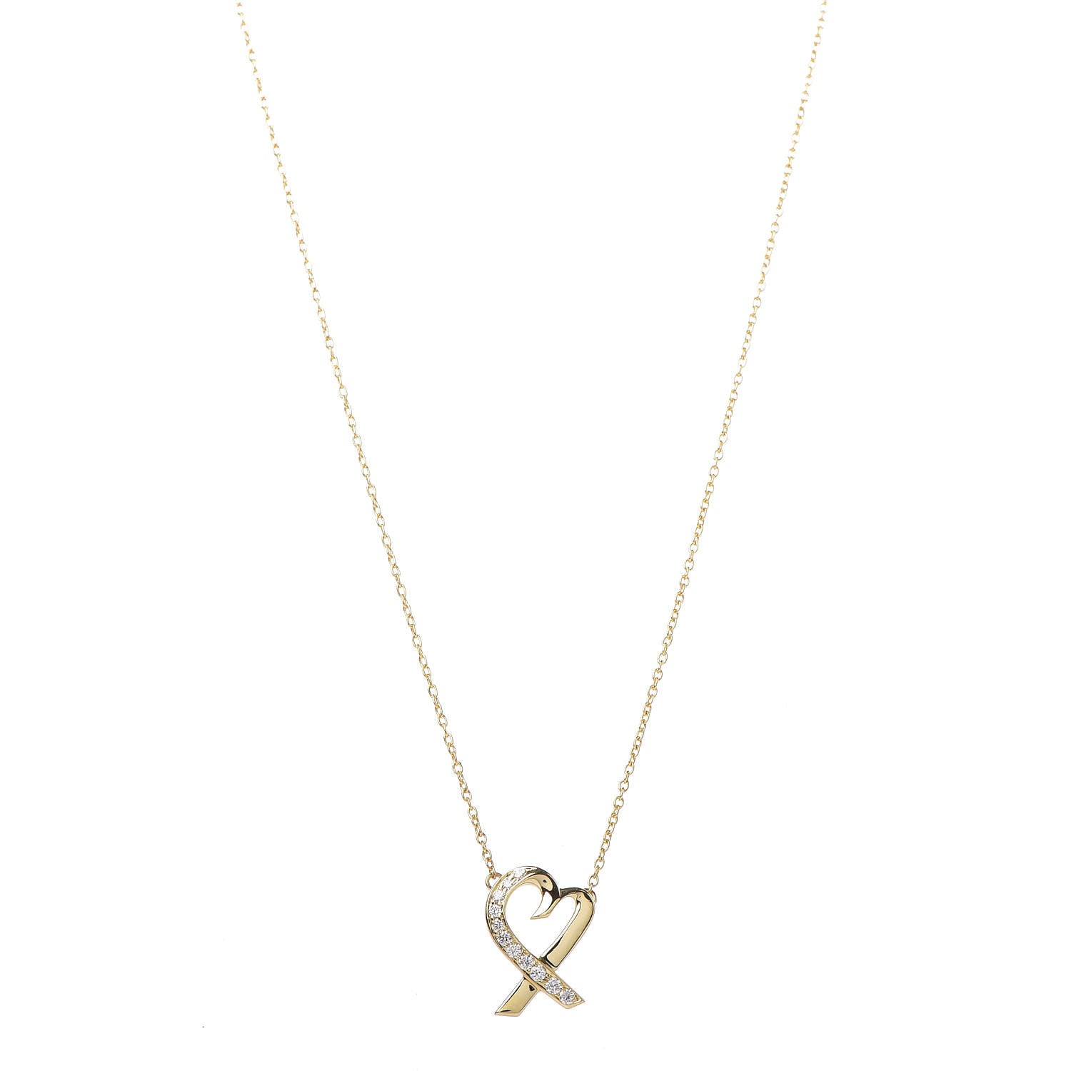 Tiffany 18K Yellow Gold Diamond Small Paloma Picasso Loving Heart Pendant Necklace 1 of 6