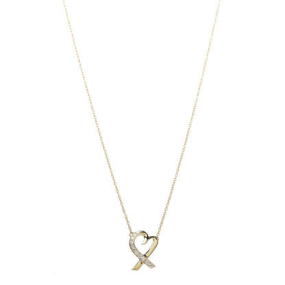 Tiffany 18K Yellow Gold Diamond Small Paloma Picasso Loving Heart Pendant Necklace 1 of 6
