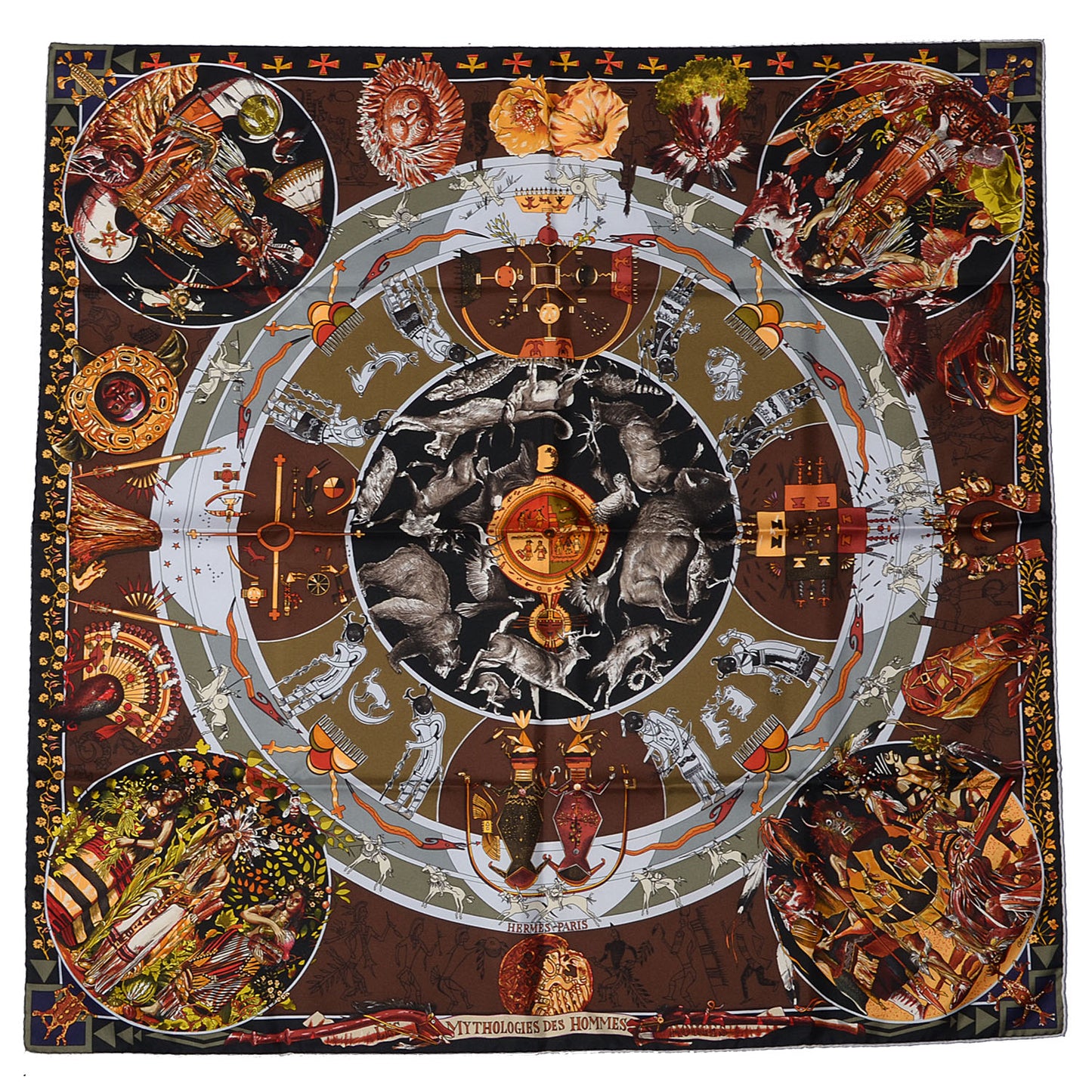 Silk Mythologies des Hommes Rouges Scarf 90