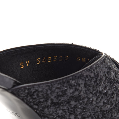 Saint Laurent Glitter LouLou 70 Mule Sandals 38.5 Black 8 of 9