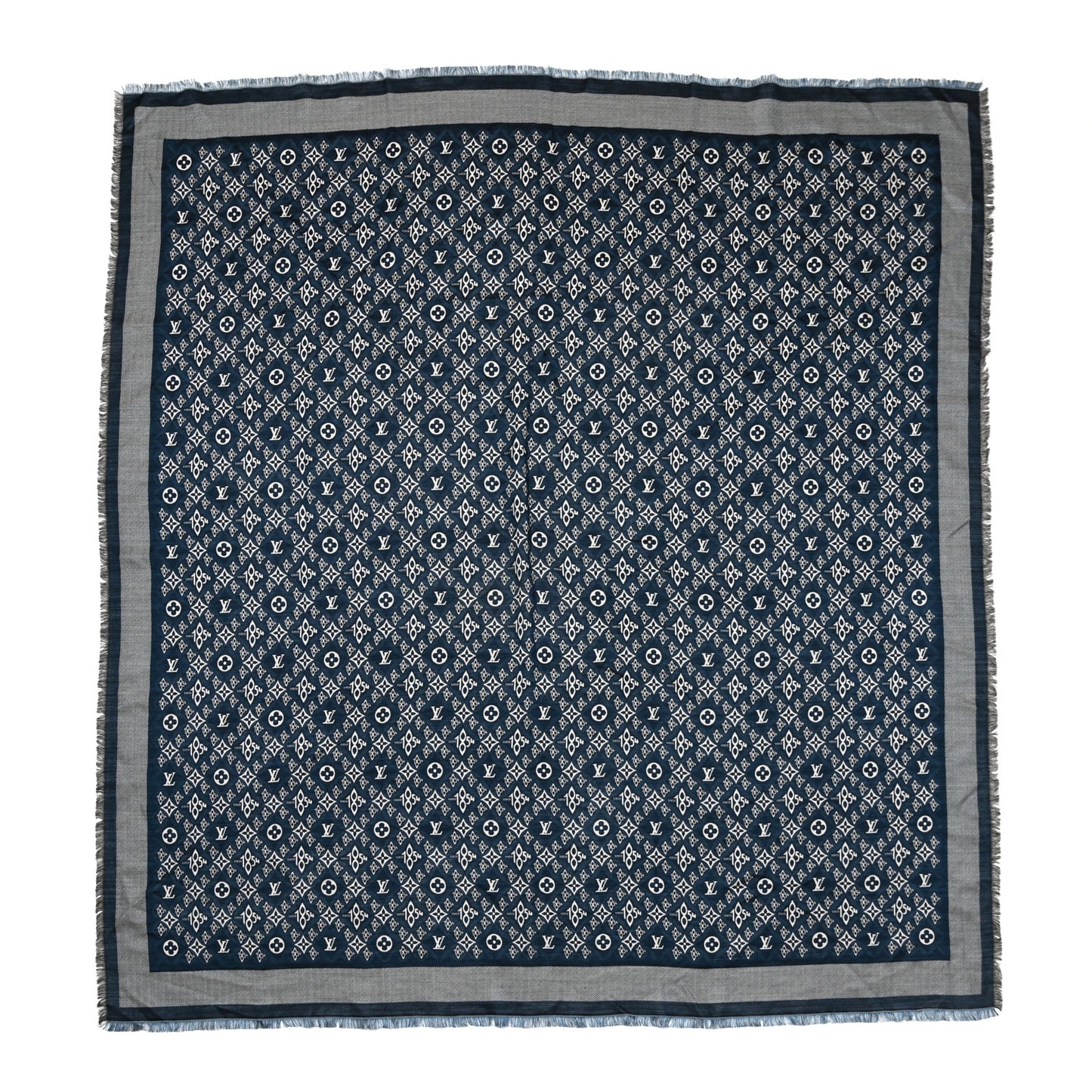 Silk Wool Jacquard Since 1854 Monogram Shawl Gray