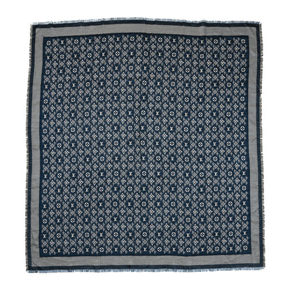 Louis Vuitton Silk Wool Jacquard Since 1854 Monogram Shawl Gray 1 of 3