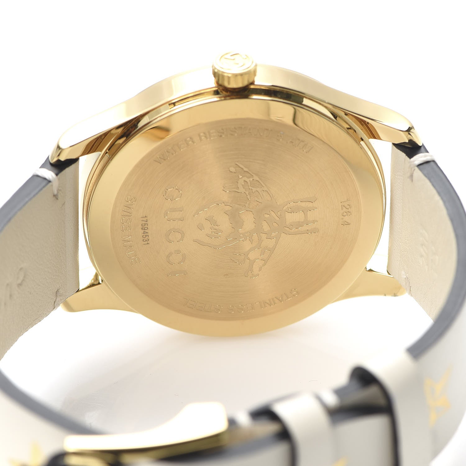Gucci Stainless Steel Calfskin 38mm G-Timeless Bee Star Quartz Watch White 5 of 6