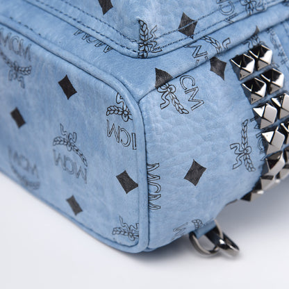 MCM Visetos Side Stud X-Mini Stark Bebe Boo Backpack Blue 9 of 9