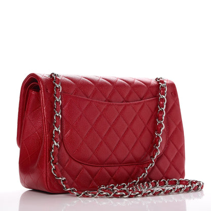 Chanel Pearly Caviar Quilted Jumbo Double Flap Dark Pink 3 of 8