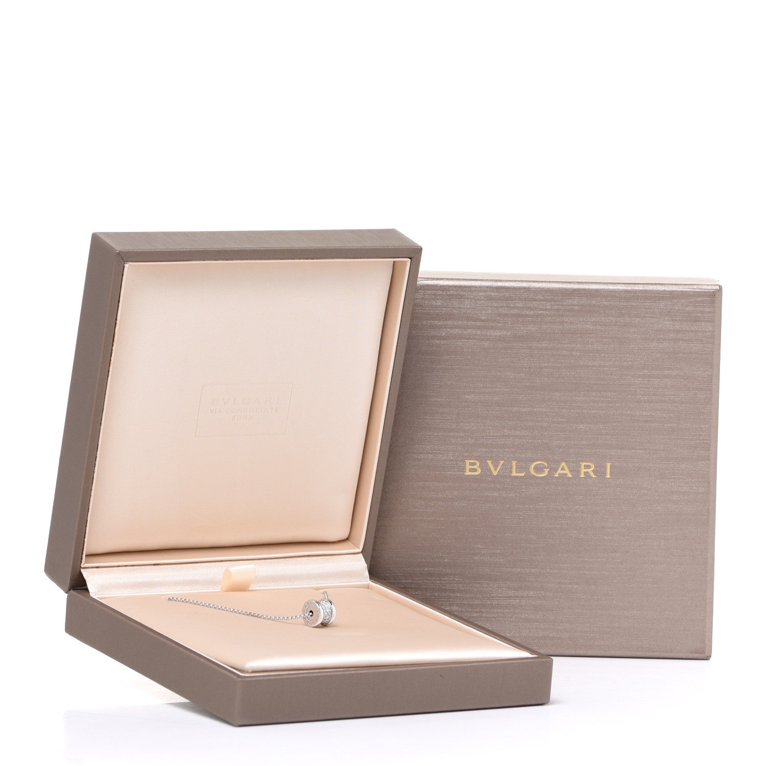 Bulgari 18K White Gold Diamond Small B.Zero1 Pave Pendant Necklace 6 of 6