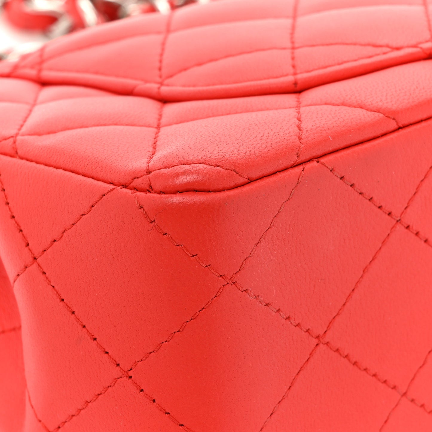 Lambskin Quilted Mini Rectangular Flap Red