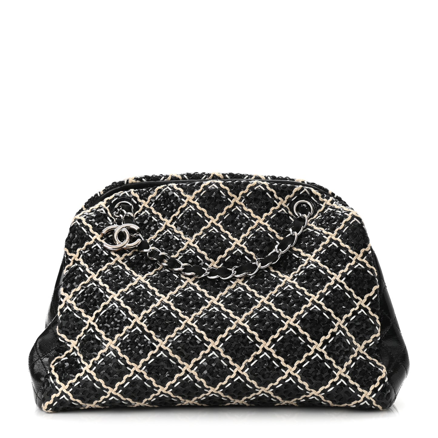 Patent Hand Embroidered Large Just Mademoiselle Black