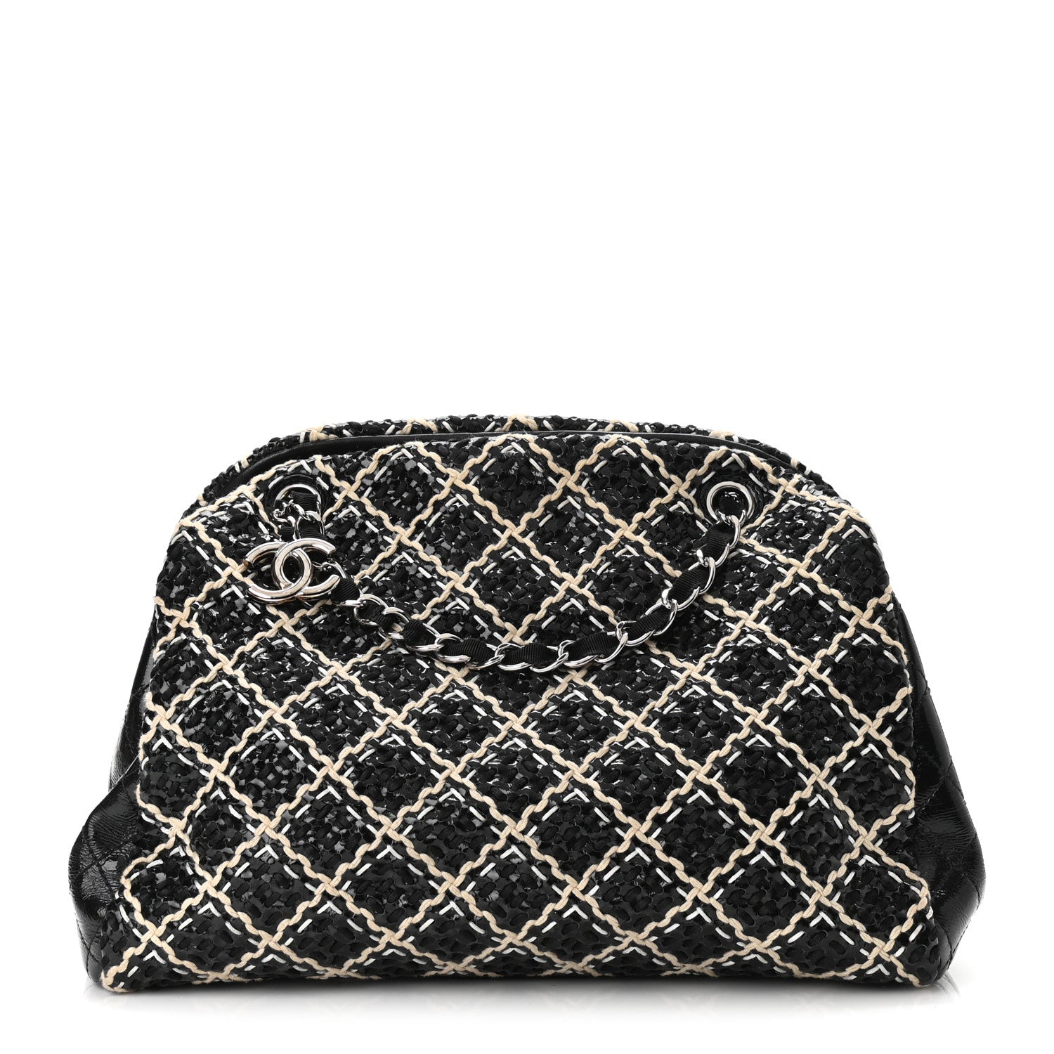 Chanel Patent Hand Embroidered Large Just Mademoiselle Black 1 of 11