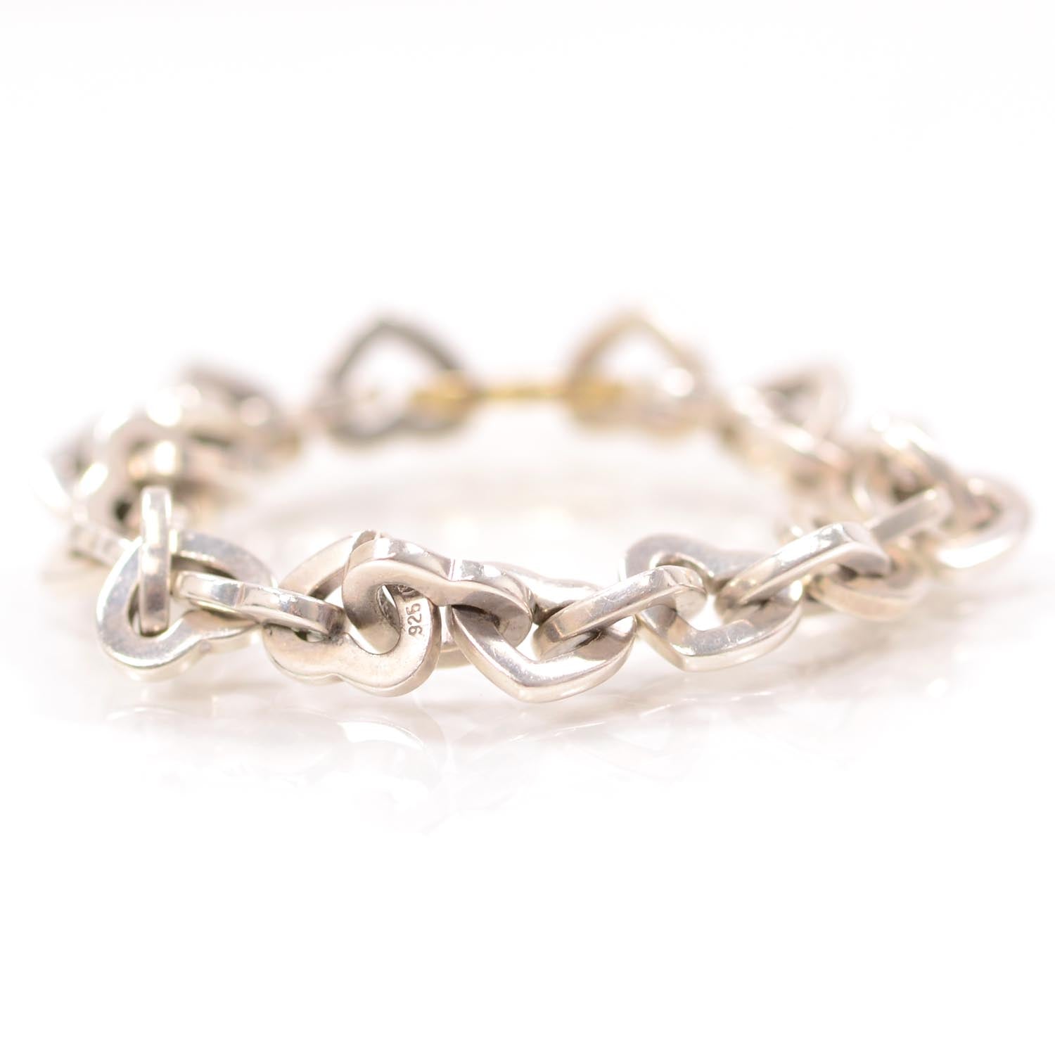 Tiffany Sterling Silver 18K Yellow Gold Heart Links Bracelet 2 of 5