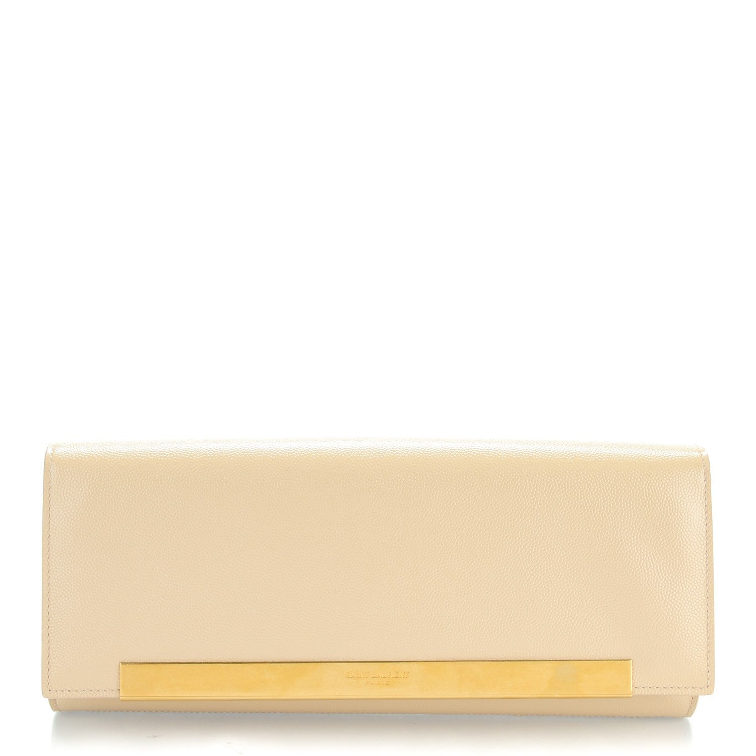 Saint Laurent Patent Grain de Poudre Lutetia Flap Clutch Beige 1 of 7
