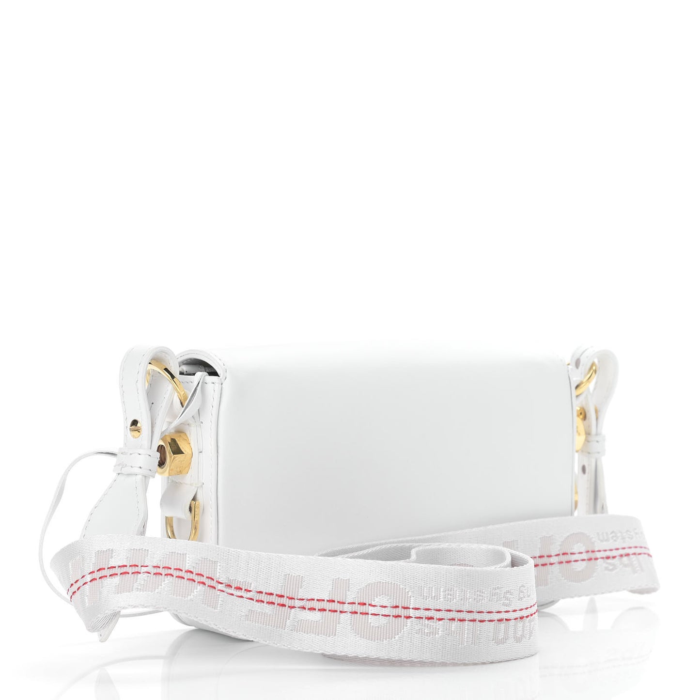 Calfskin Metallic Mini Binder Clip Crossbody White Gold