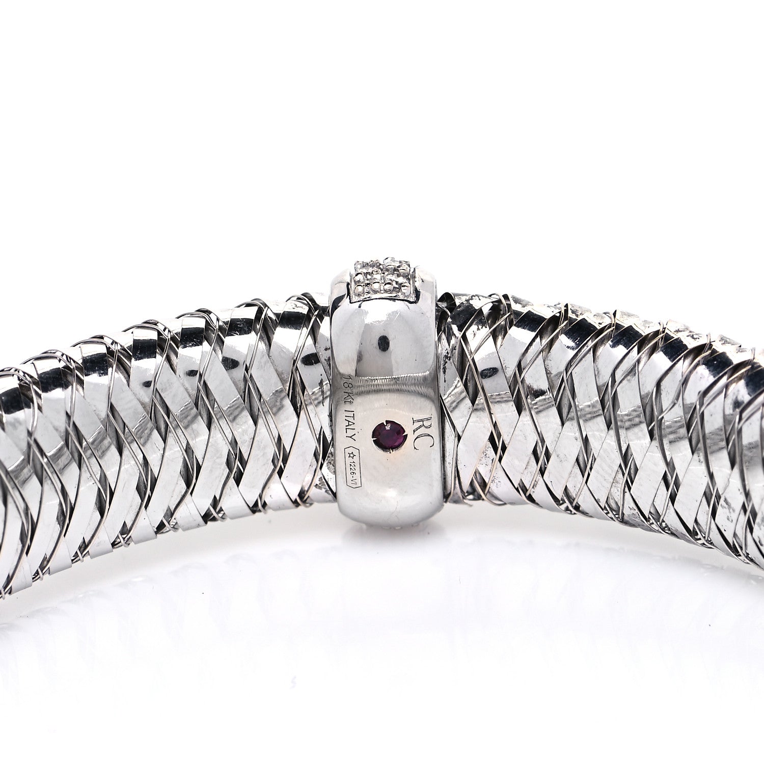 Roberto Coin 18K White Gold Diamond Medium Primavera Bangle Bracelet 8 of 8