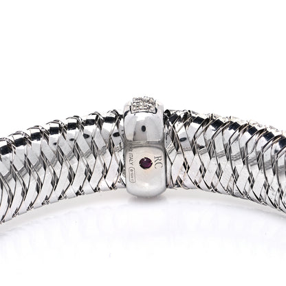 Roberto Coin 18K White Gold Diamond Medium Primavera Bangle Bracelet 8 of 8