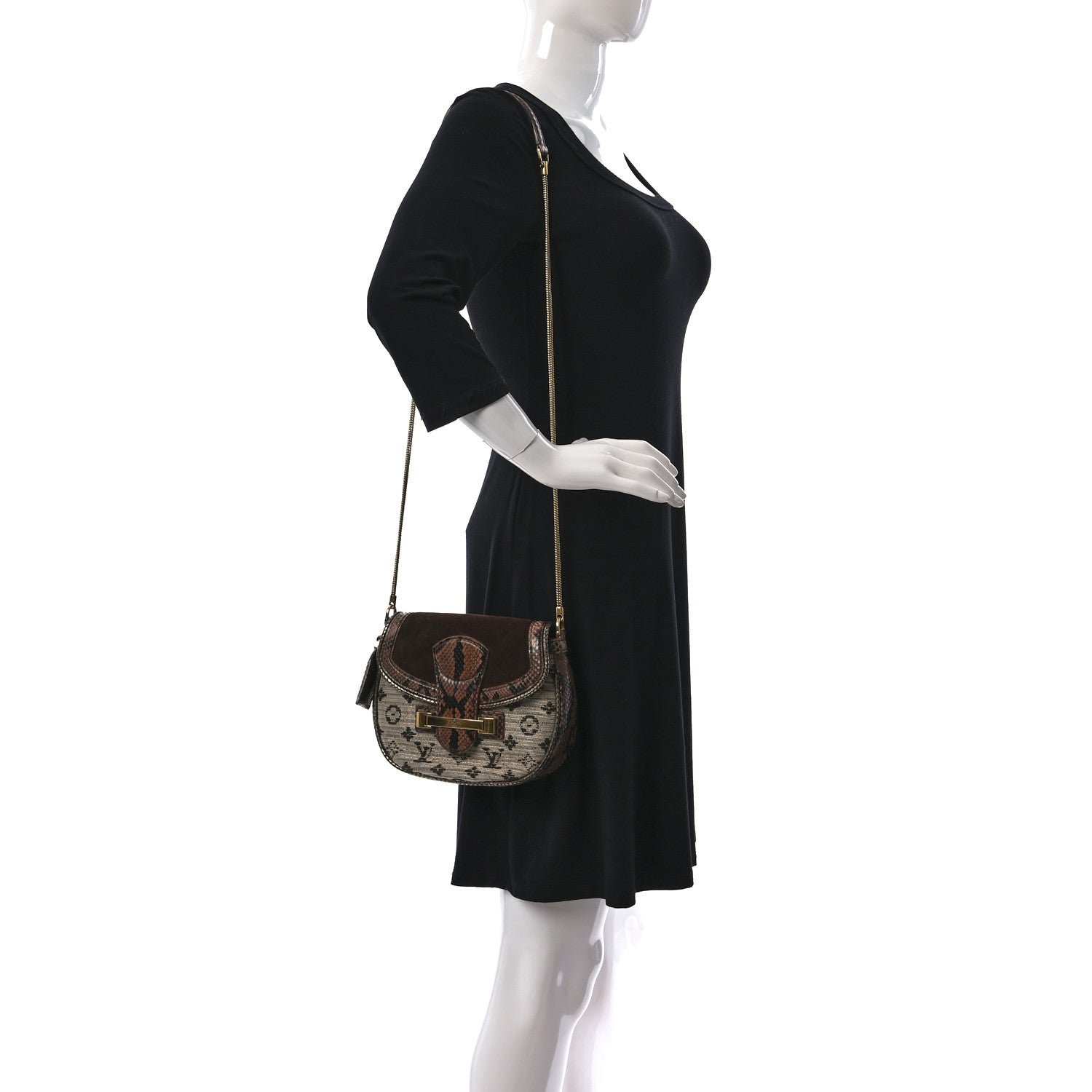 Louis Vuitton Snakeskin Suede Monogram Empire Ponant Marron 2 of 12