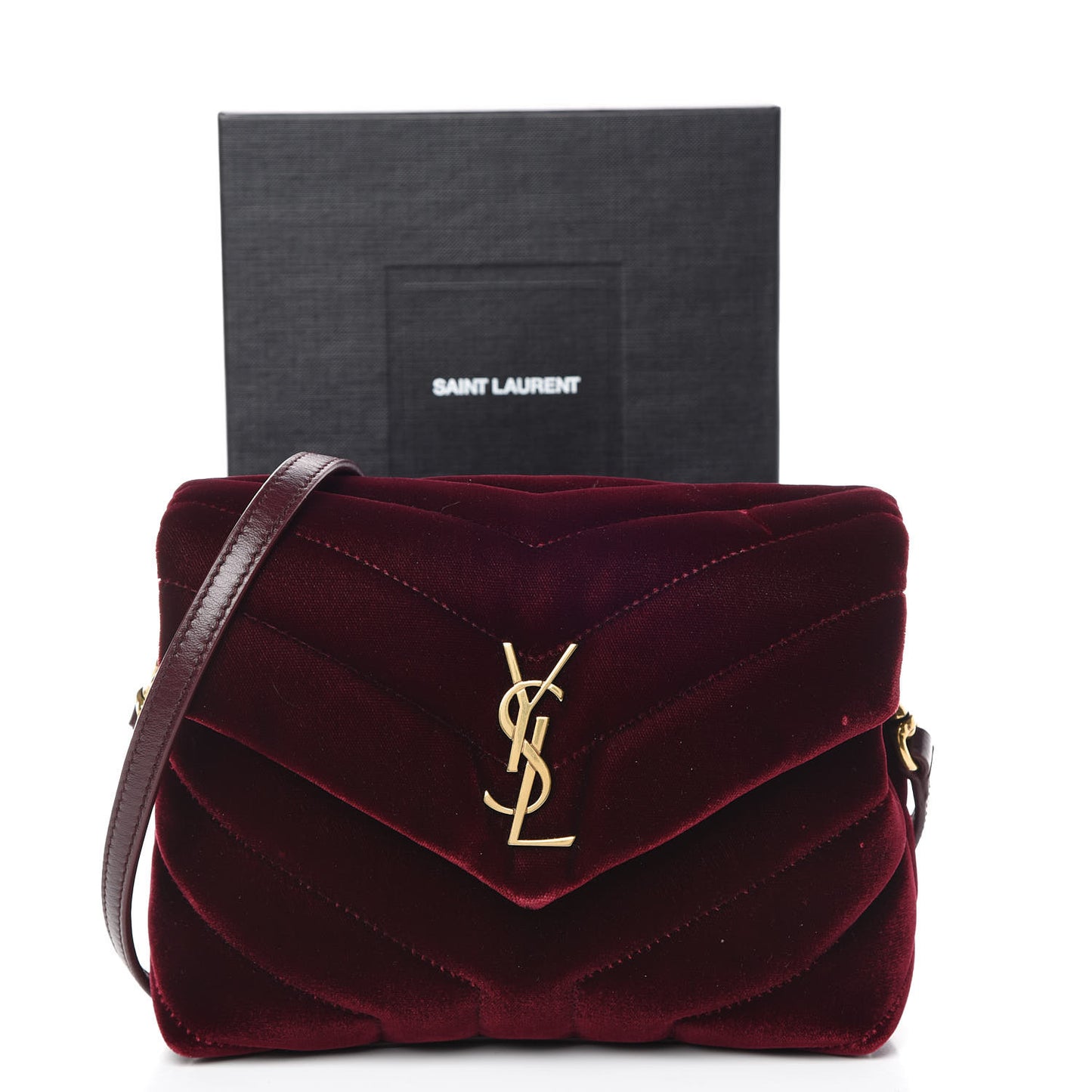 Velvet Y Quilted Monogram Toy Loulou Crossbody Bag French Burgundy