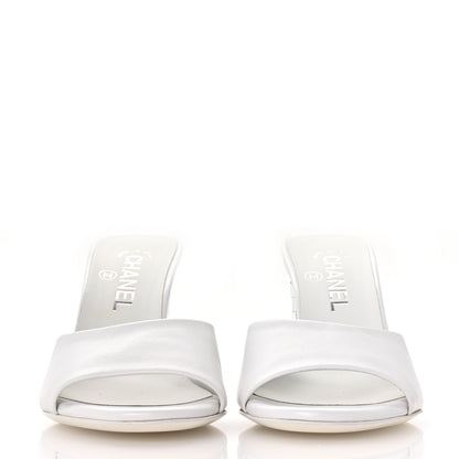 Chanel Lambskin Mirror Mules 36.5 White 3 of 9