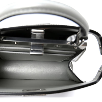 Fendi Iridescent Crystal Vitello Laminato Suede FF Petite Peekaboo I SEE U Satchel Cappuccino 5 of 10