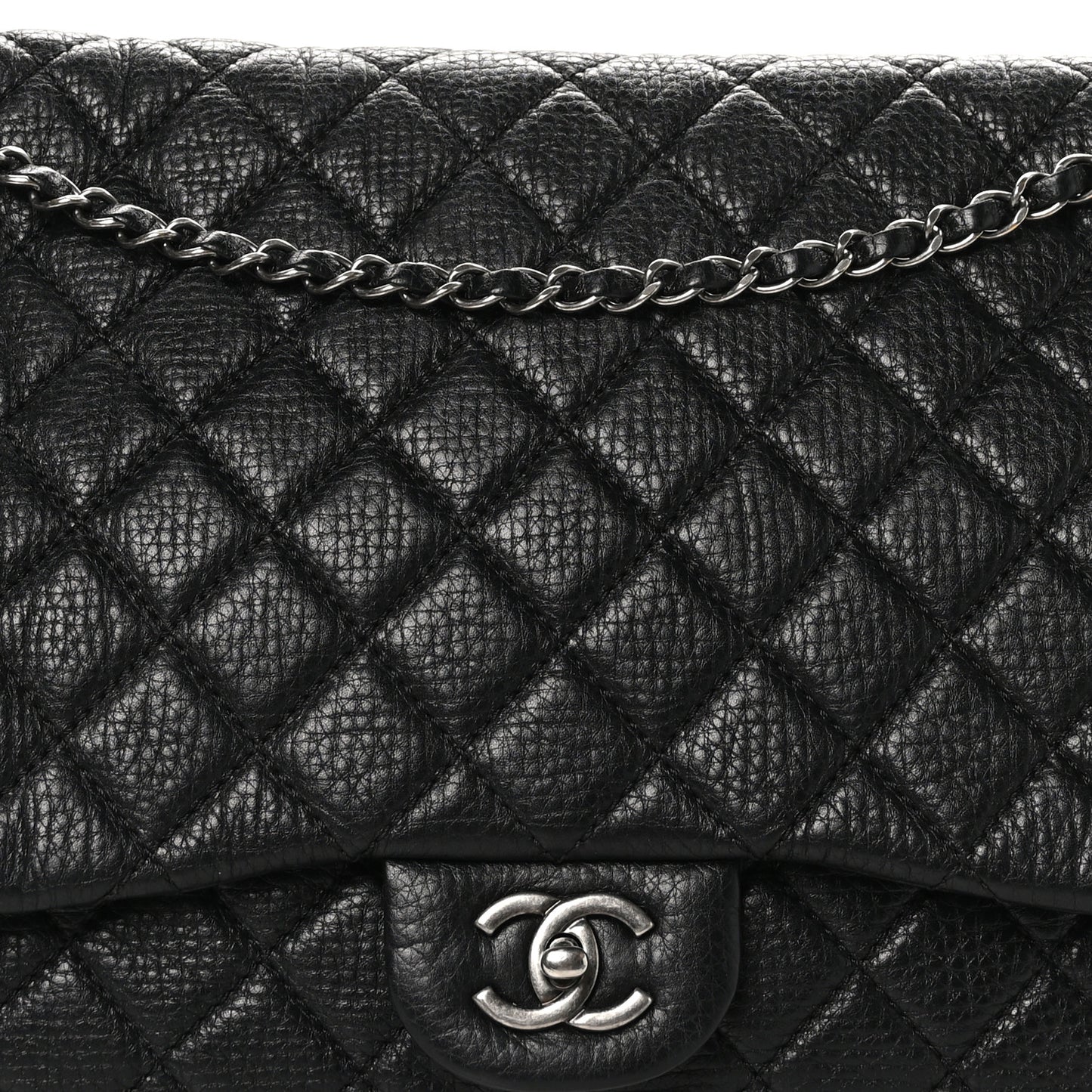 Calfskin Quilted Small XXL Travel Flap Bag Black