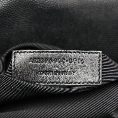 Saint Laurent Grain De Poudre Matelasse Chevron Large Monogram Satchel Black 10 of 14