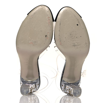 Chanel PVC Studded Grosgrain Cap Toe Pumps 38.5 Transparent Black 6 of 9