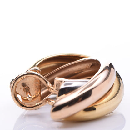 Cartier 18K Pink Yellow White Gold 9.5mm Trinity Hoop Earrings 9 of 12