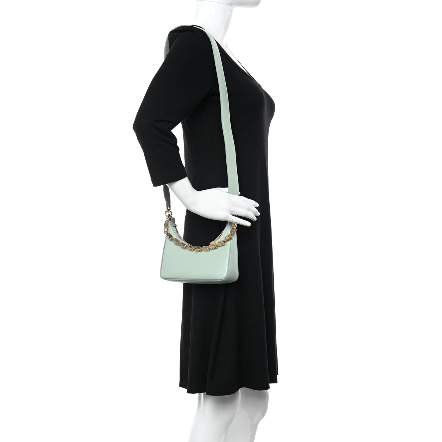 Smooth Calfskin Mini Moon Cut Out Shoulder Bag Celadon