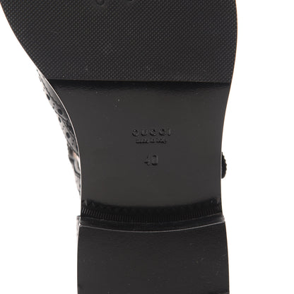 Gucci Calfskin Bee Embroidered Womens Queercore Brogue Wingtip Monk Strap Loafers 40 Black 7 of 10